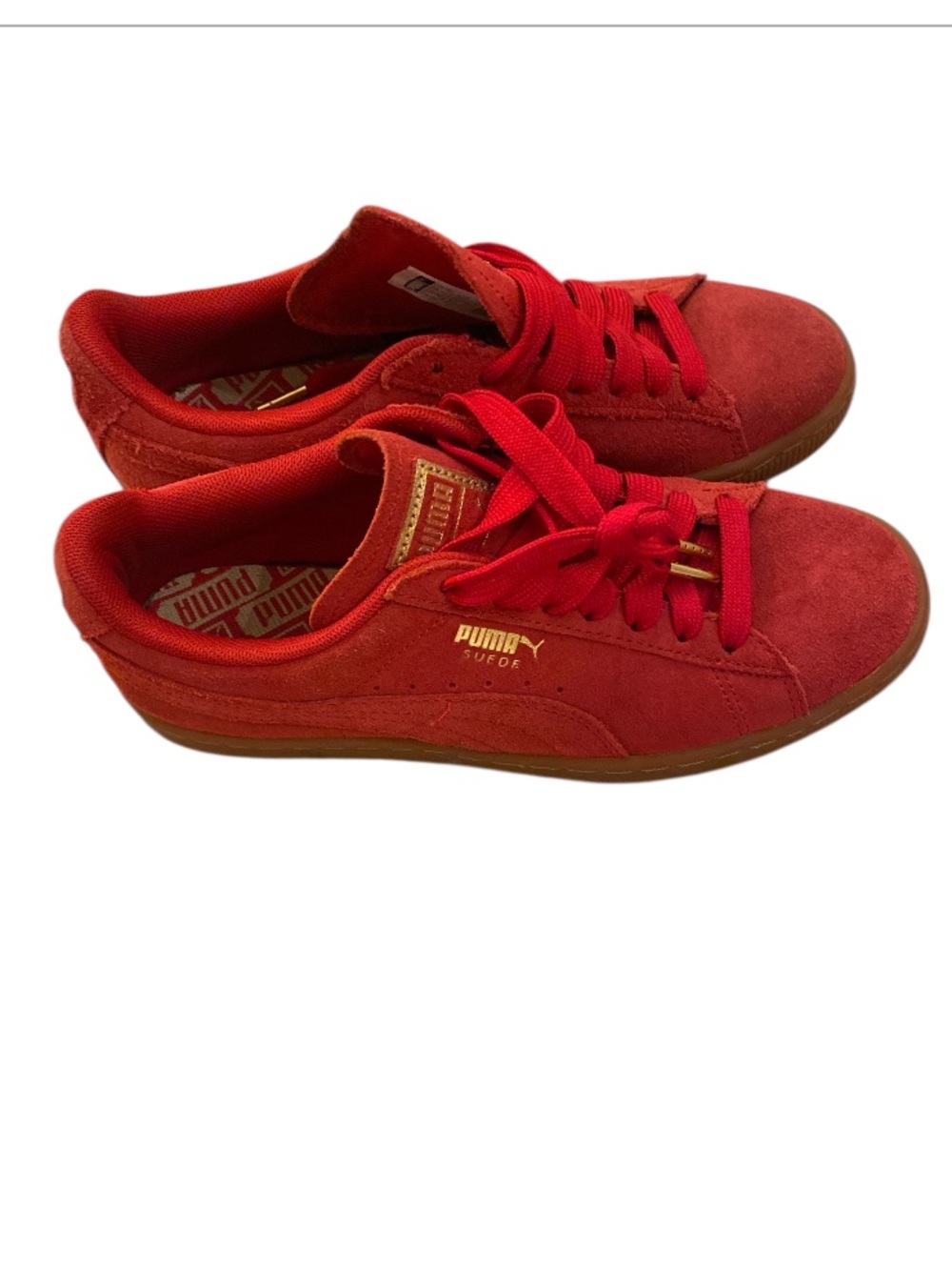 Puma Red Suede Low-Top Sneakers